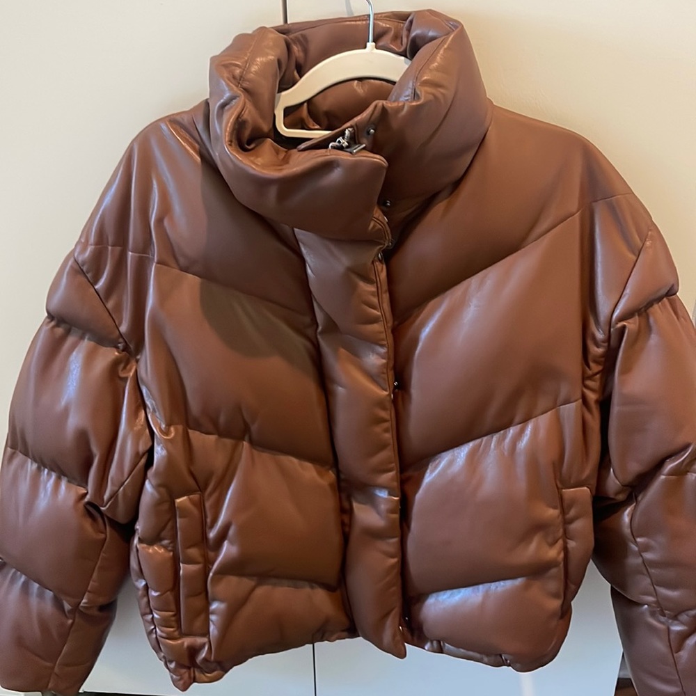 WORN ONCE Faux Leather Aritzia Cloud Puff